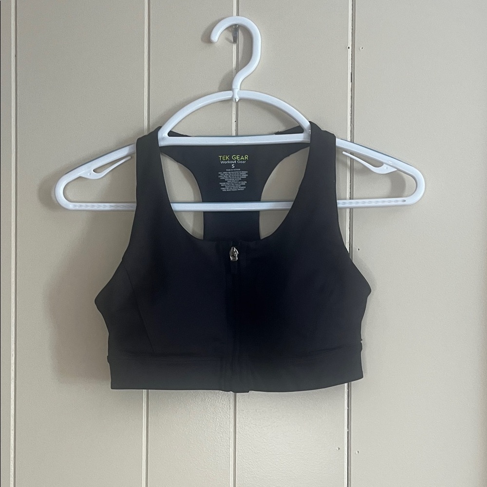 Tek Gear Women's Black Zip-Front Sports Bra
